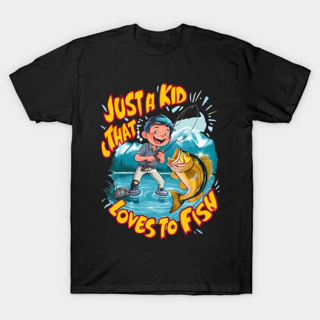 A Kids Fishing Passion T-Shirt by coollooks